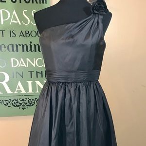 Black one-shoulder bridesmaid dress